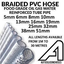 PVC HOSE Clear Flexible Reinforced Braided Food Grade OIL WATER Tube Pipe