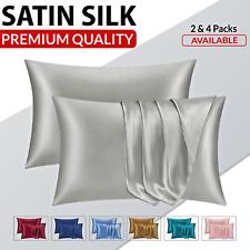 2-4 Pack Premium 100% Satin Silk Pillow Cases Pair Housewife Bed Pillow Covers