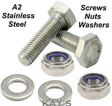 M4 M5 M6 Hexagon Set Screws With Nyloc Nuts and Washers A2 Stainless Steel Bolts